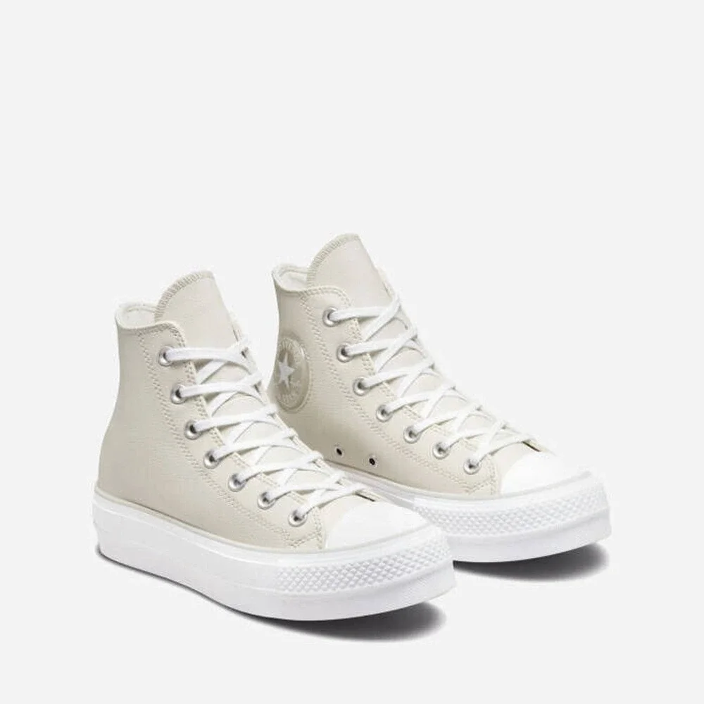 Converse‎ All Star Lift Hi Top Platform Leather Bone Grey White Women's Size 9.5